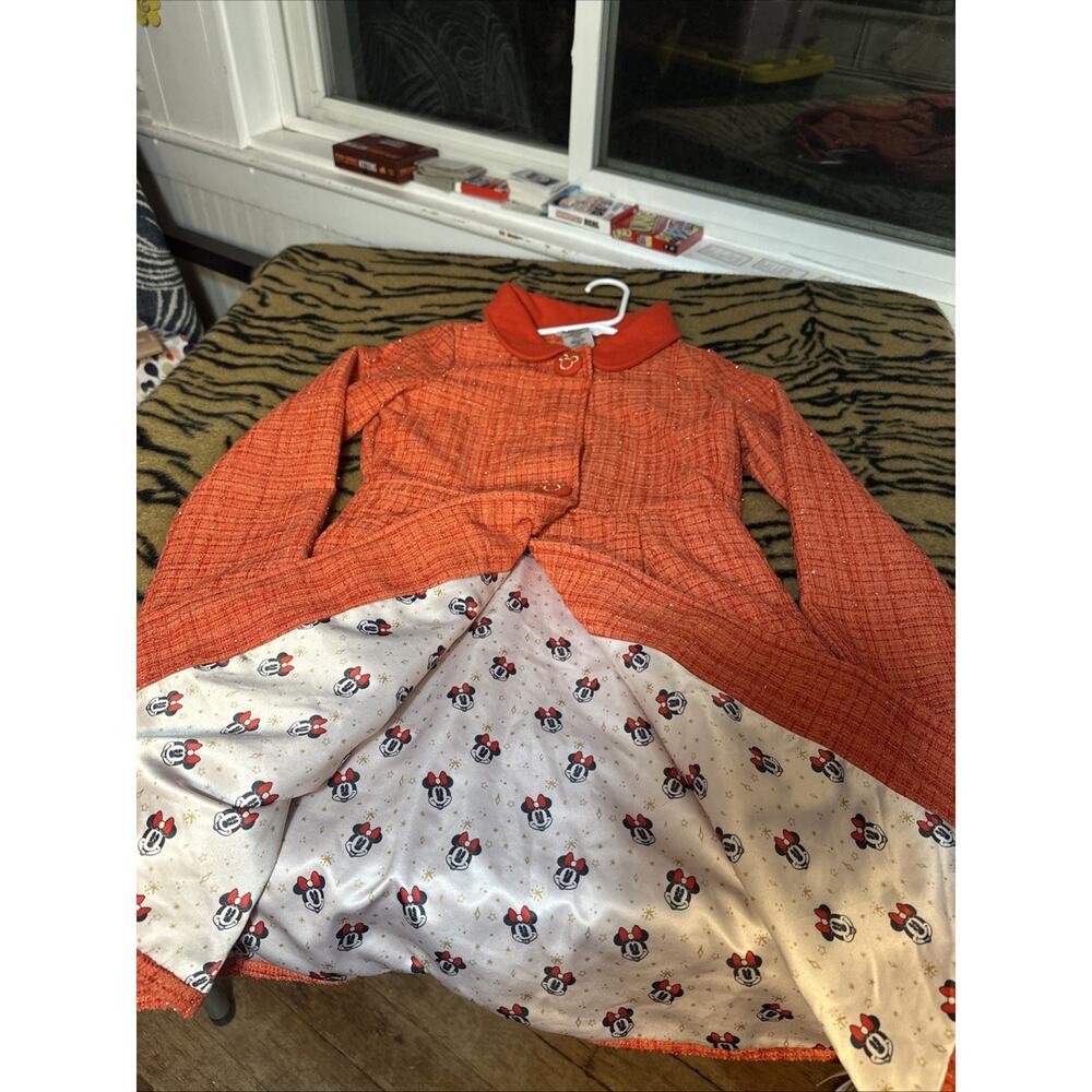 Disney Minnie Lined Girls 11/12 Red Peacoat with Pockets